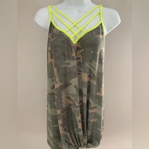 Lovely Melody Camouflage Tank with Chartreuse Straps